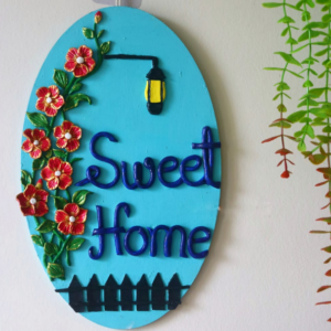 Wooden Nameplate with flower