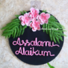 Wooden Nameplate with flower