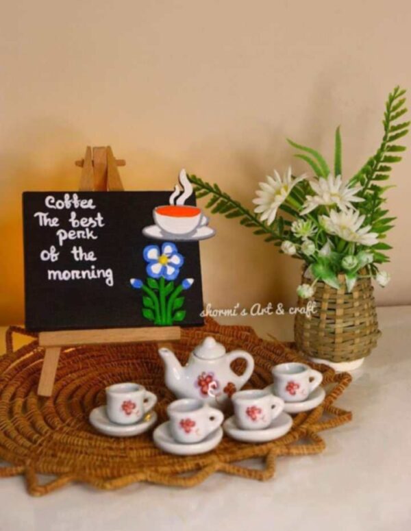 Mini canvas and cup set pic for Tea Corner Decor