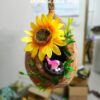 Bird nest with  sunflower, 1 bird and egg set