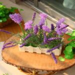 Square Fancy vase with Plastic Lavender