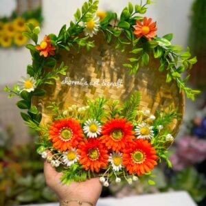 Wall Decor Hanging by Bamboo tray and Flowers