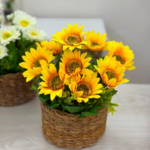 Round Busket With Sunflower